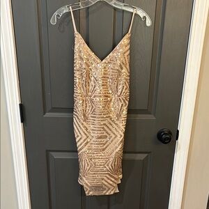 Lulu's Gold Sequin Mini Dress
